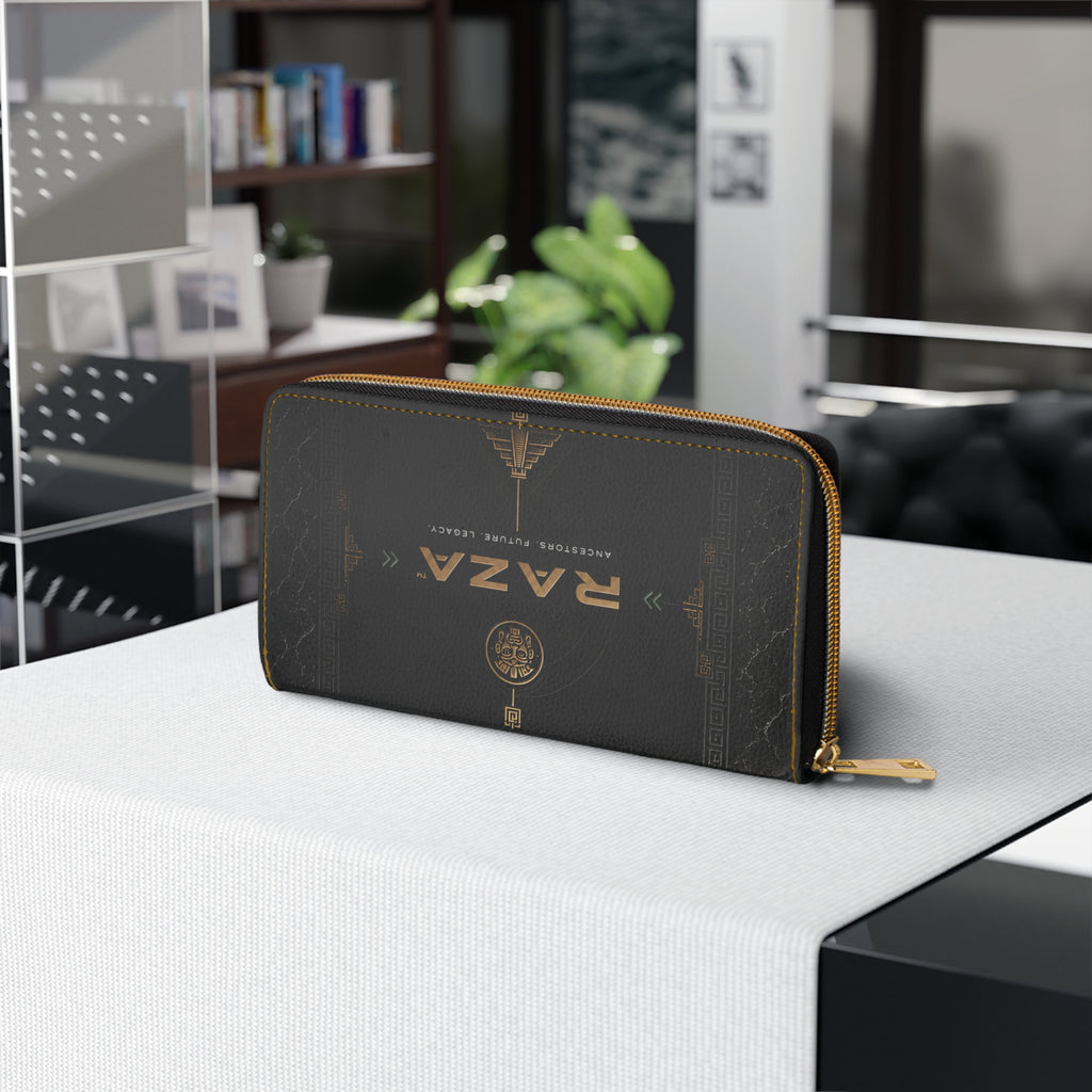 Raza Zip Wallet - Vintage Emblem Leatherette Zipper Wallet