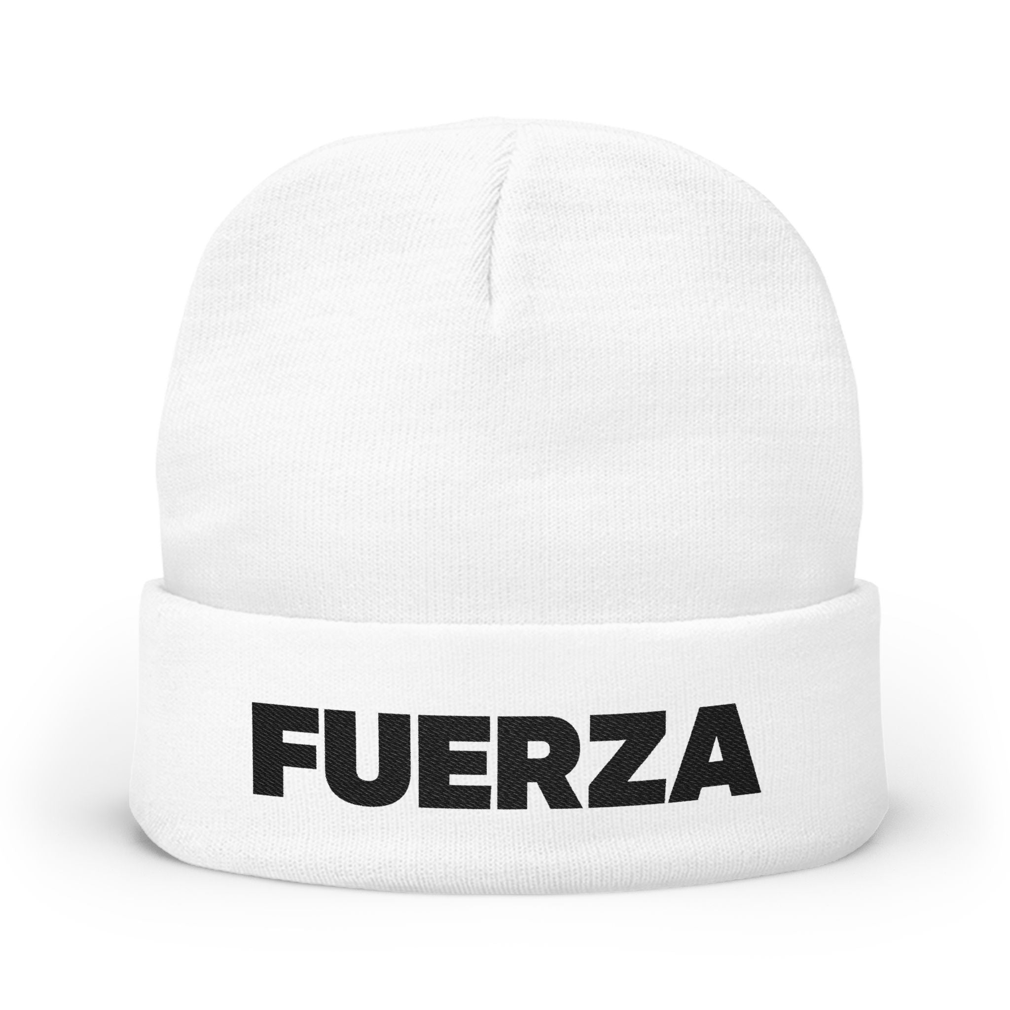 Fuerza Embroidered Knit Beanie — Bold Spanish 'Fuerza' Winter Hat