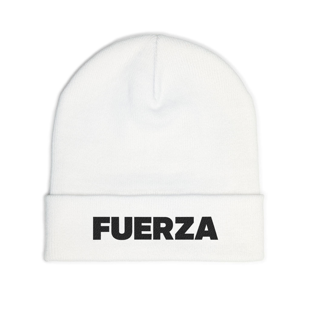 Fuerza Embroidered Knit Beanie — Bold Spanish 'Fuerza' Winter Hat