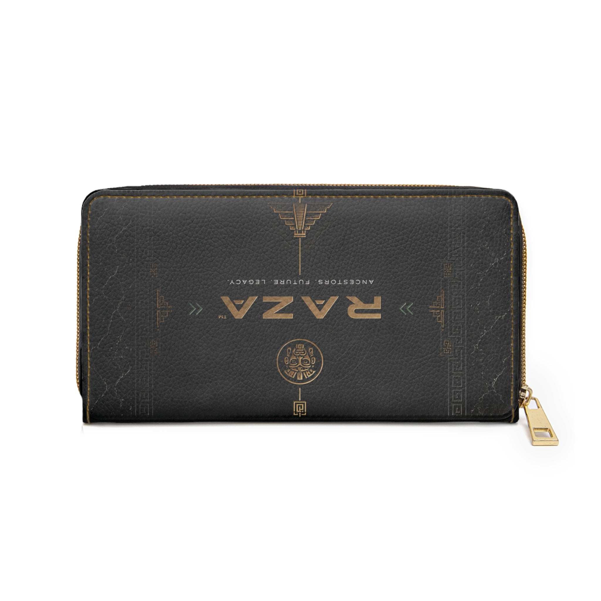 Raza Zip Wallet - Vintage Emblem Leatherette Zipper Wallet